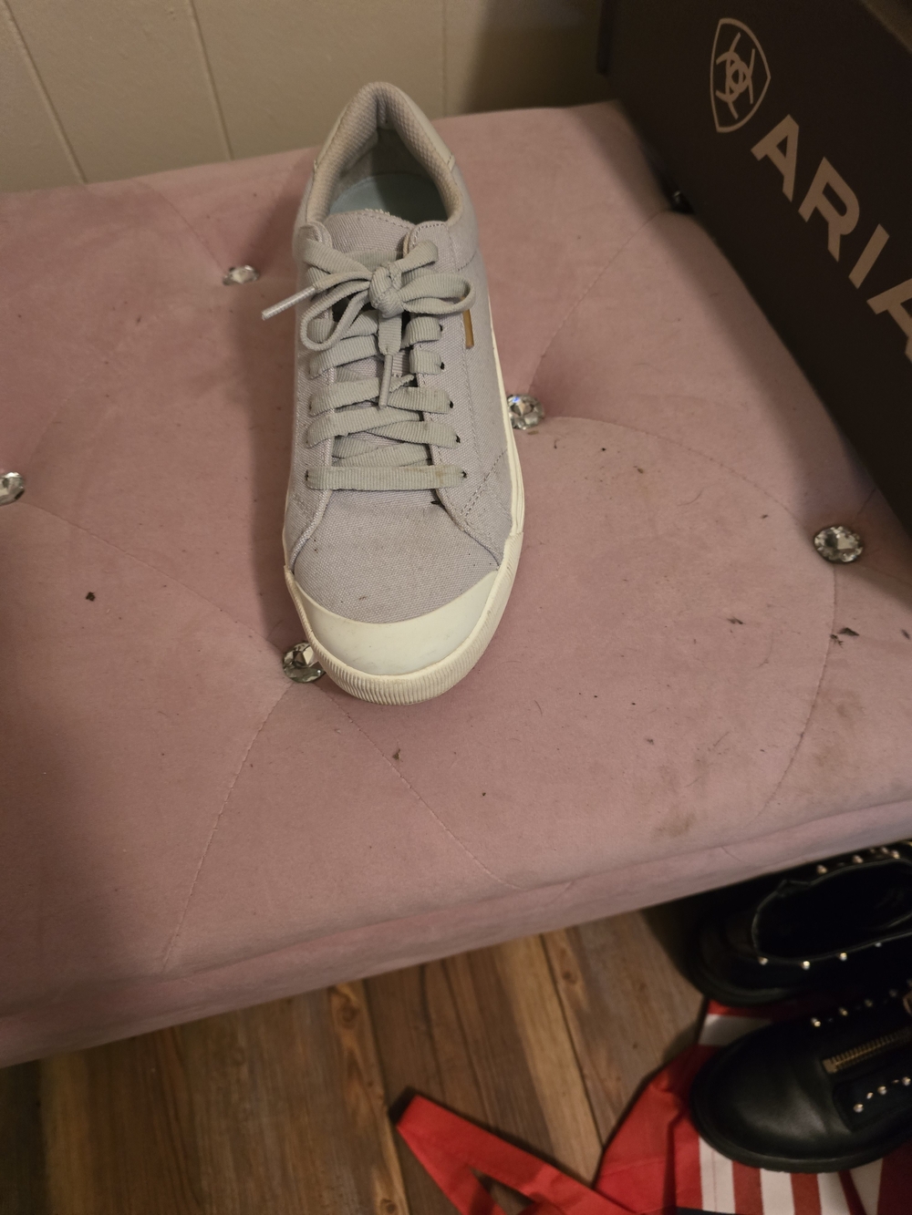 Dr. Scholl's Light Gray Canvas Slip-On Sneaker with White Trim
